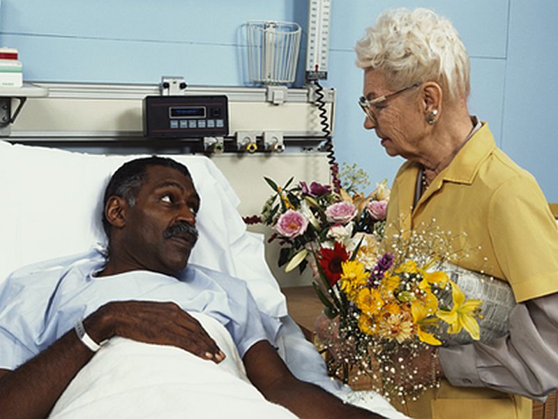 hospital patient getting flowers